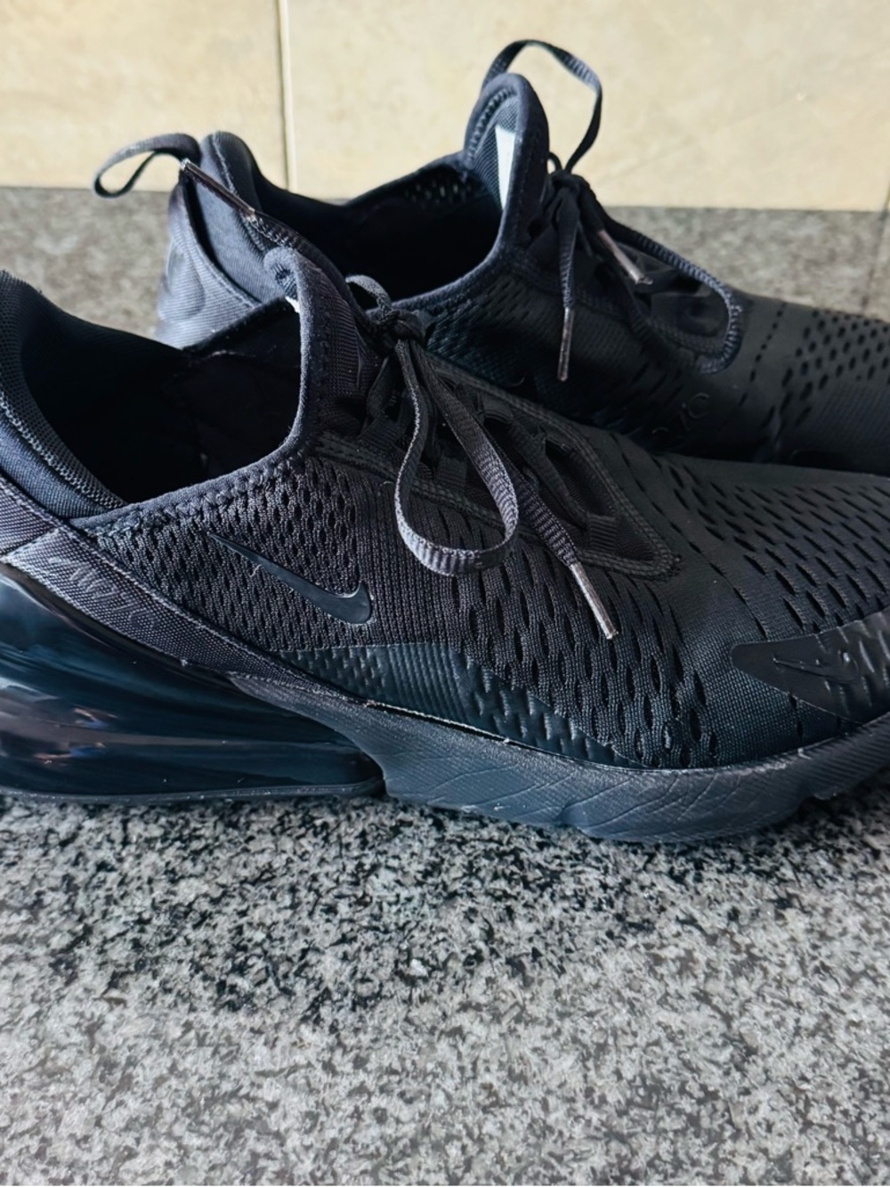 Nike Air Max 270 Triple Black Men's Sneakers - Picture 3 of 5
